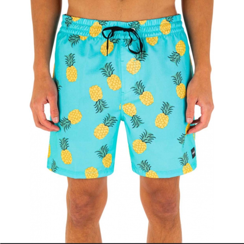 Hurley Blue and Yellow Board Shorts with Pineapple Print
